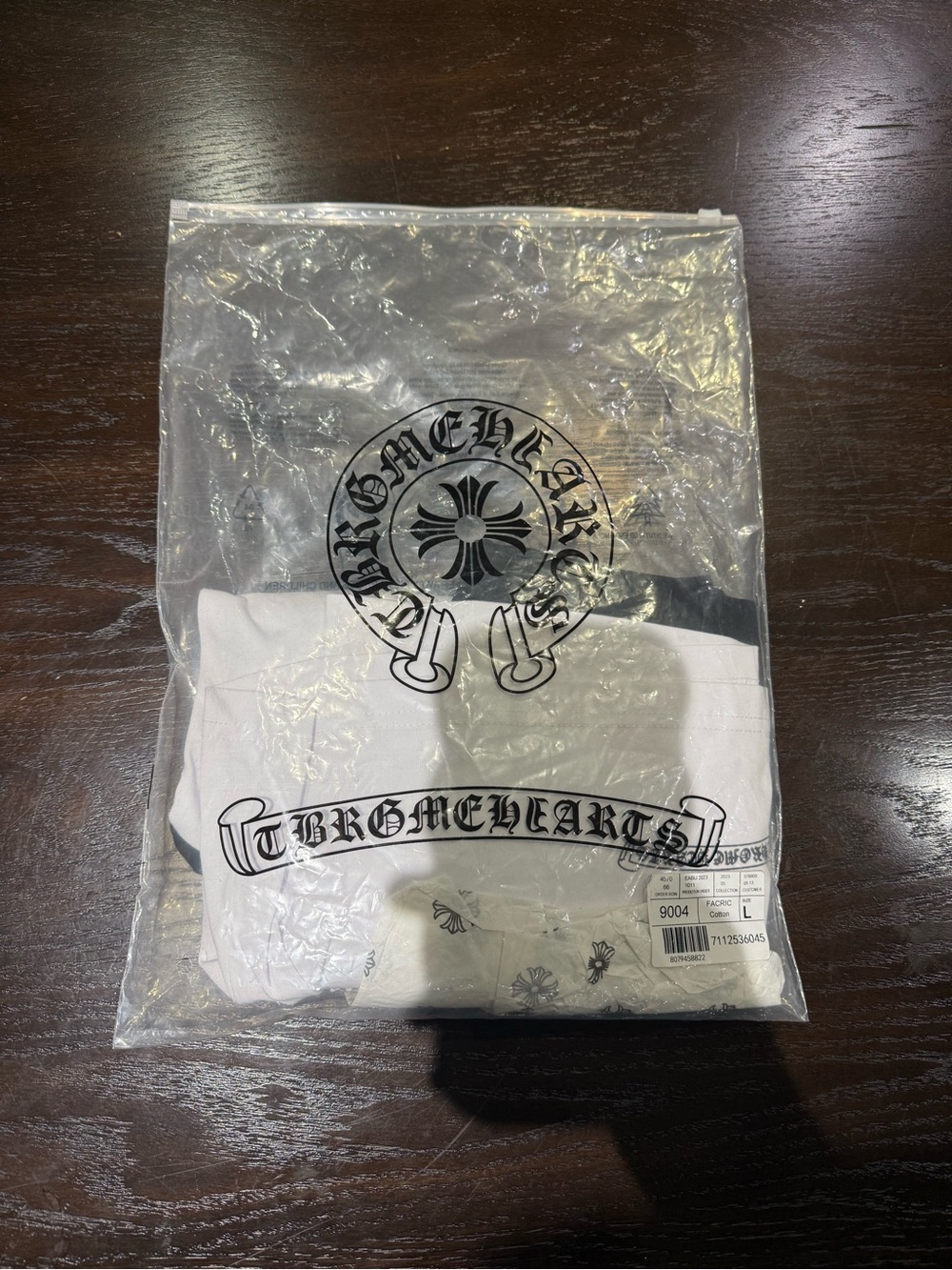 Chrome Hearts White Long Sleeve Tee with Black Logo Accents